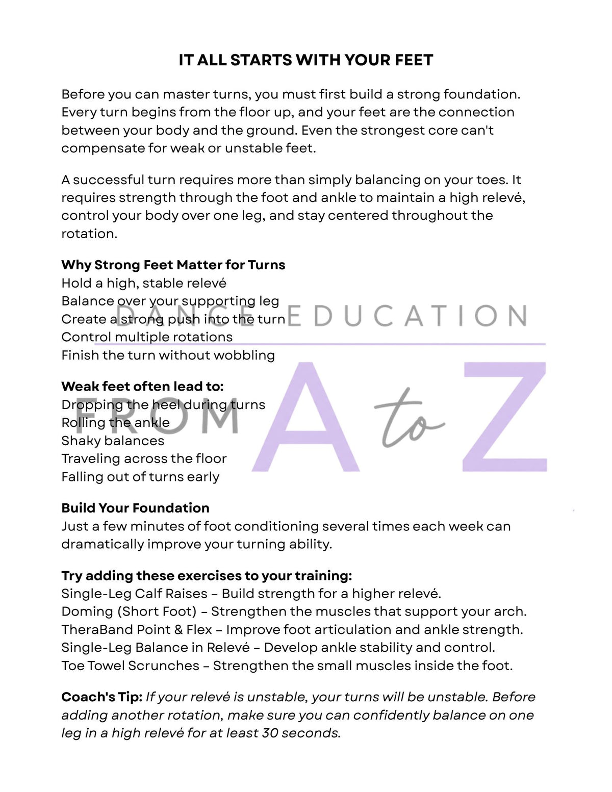 Dance Team Technique & Audition Prep Guide | Turns, Jumps, Leaps + Acro | 30-Page Training Resource