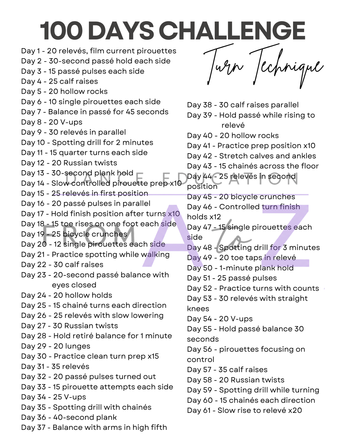 FREE 100 Day Dance Challenge | Turns + Toe Touchs