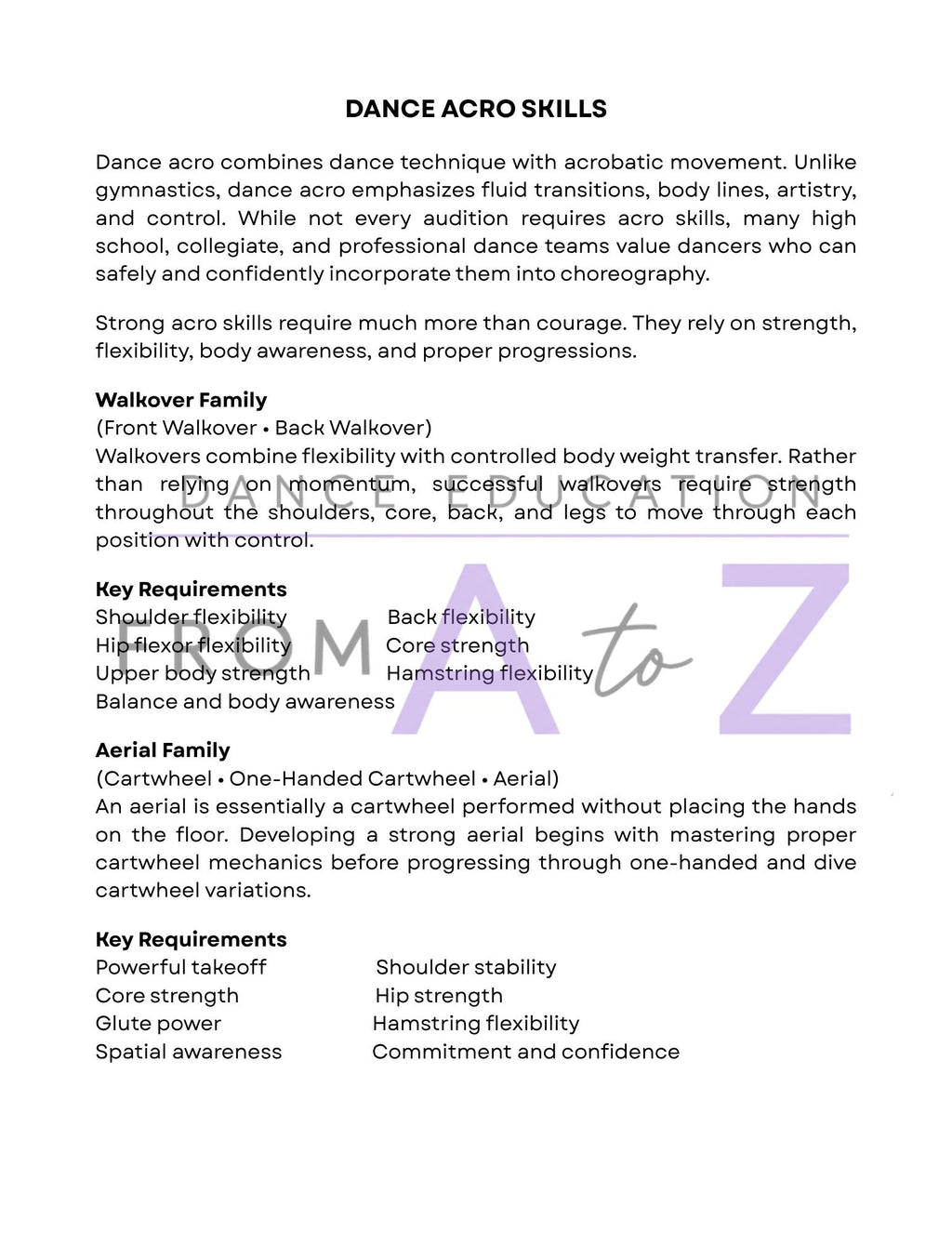 Dance Team Technique & Audition Prep Guide | Turns, Jumps, Leaps + Acro | 30-Page Training Resource