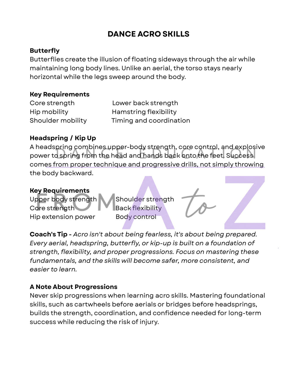 Dance Team Technique & Audition Prep Guide | Turns, Jumps, Leaps + Acro | 30-Page Training Resource