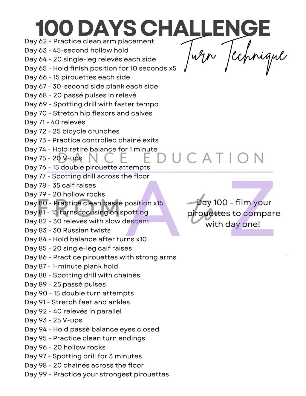 FREE 100 Day Dance Challenge | Turns + Toe Touchs