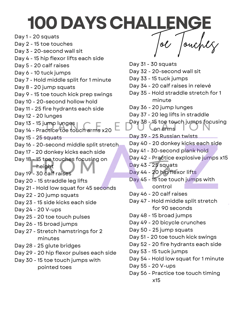 FREE 100 Day Dance Challenge | Turns + Toe Touchs
