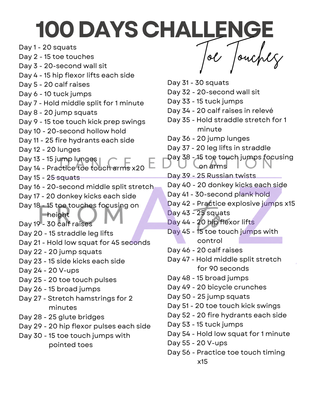 FREE 100 Day Dance Challenge | Turns + Toe Touchs