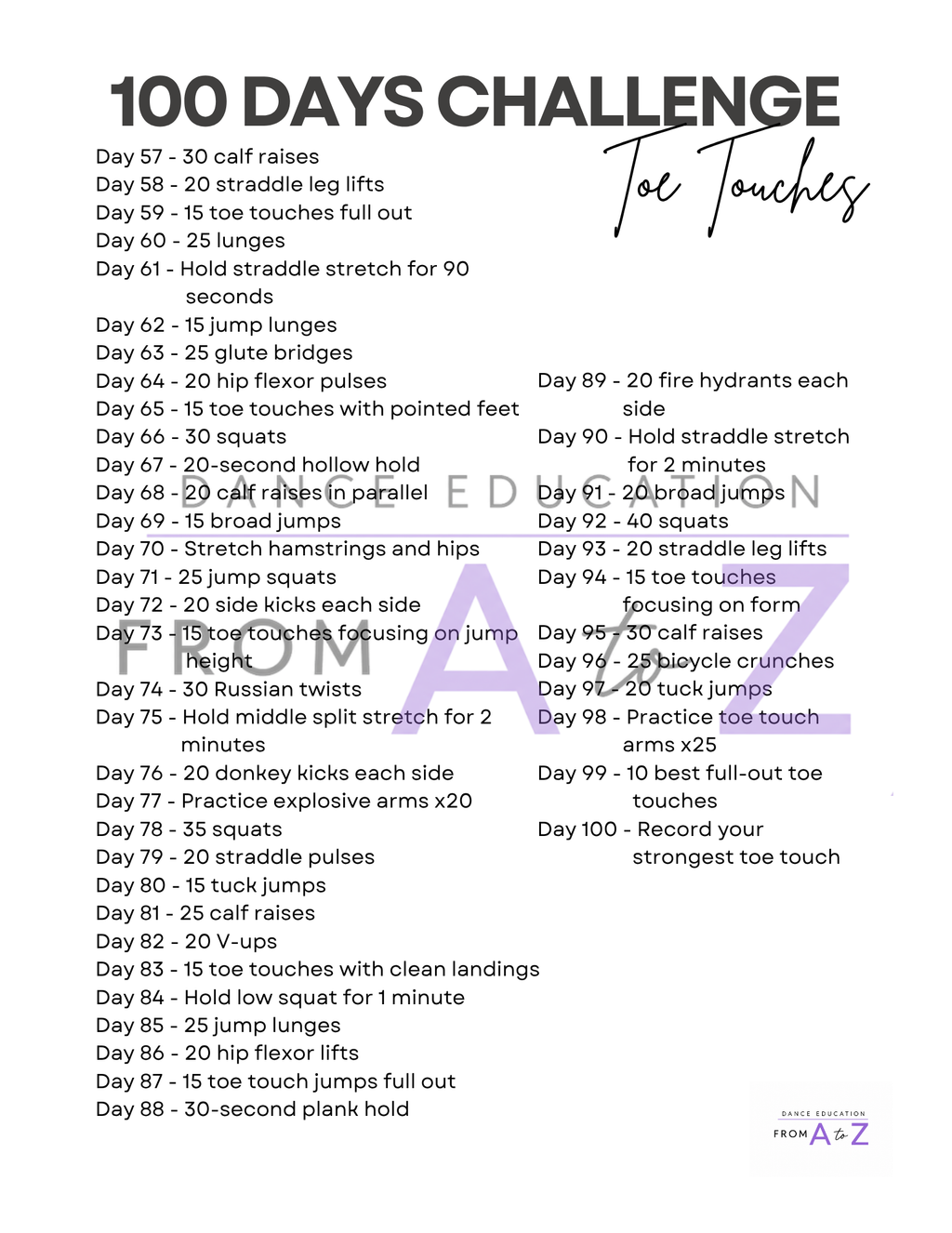 FREE 100 Day Dance Challenge | Turns + Toe Touchs