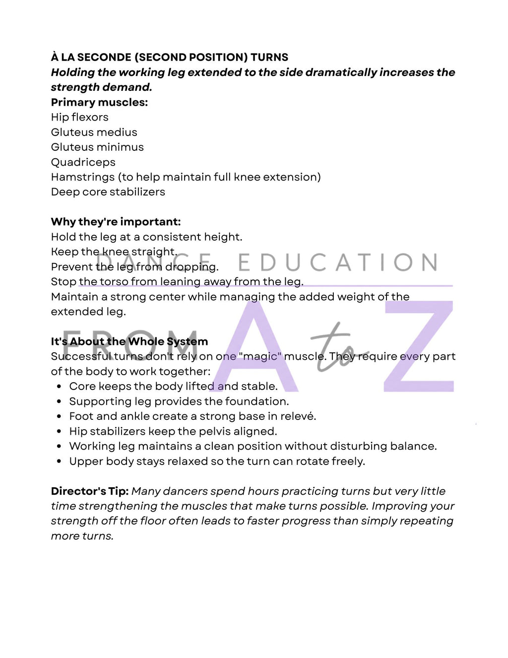Dance Team Technique & Audition Prep Guide | Turns, Jumps, Leaps + Acro | 30-Page Training Resource
