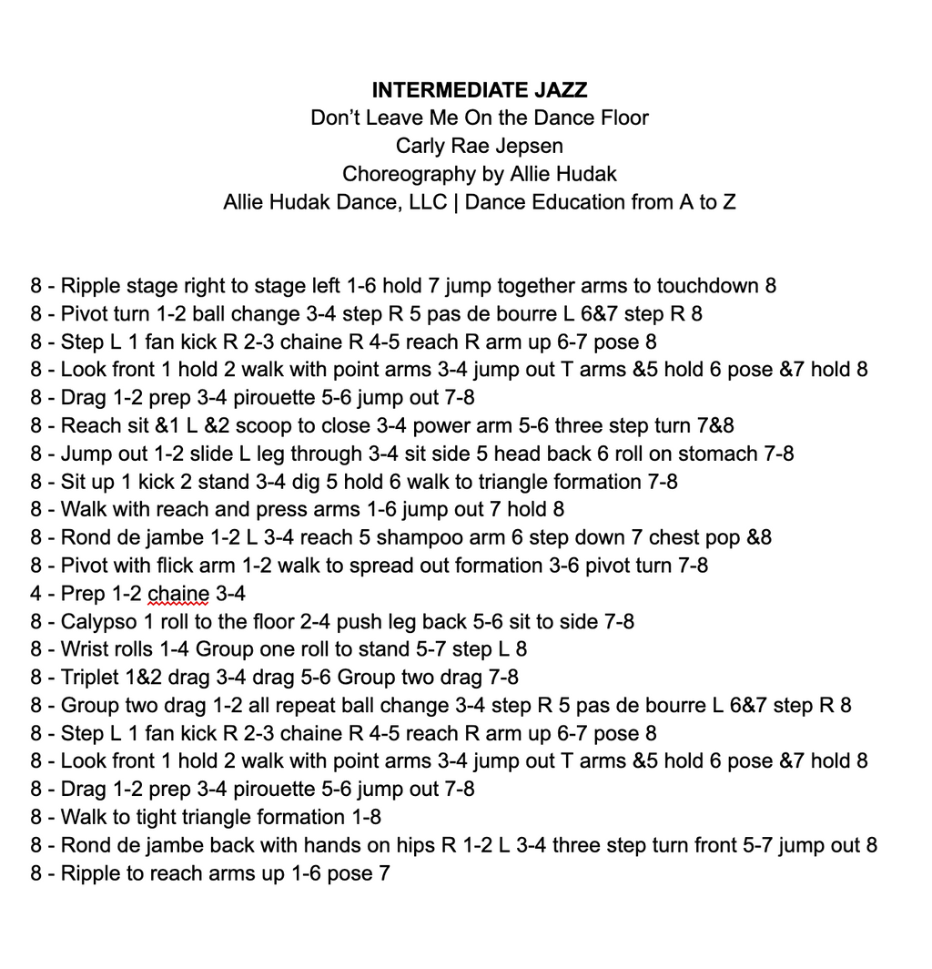 Intermediate Jazz Routine Choreography | “Don’t Leave Me on the Dance Floor”